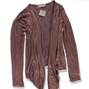 Anthropologie Hero & Leander Metallic Linen Cardigan